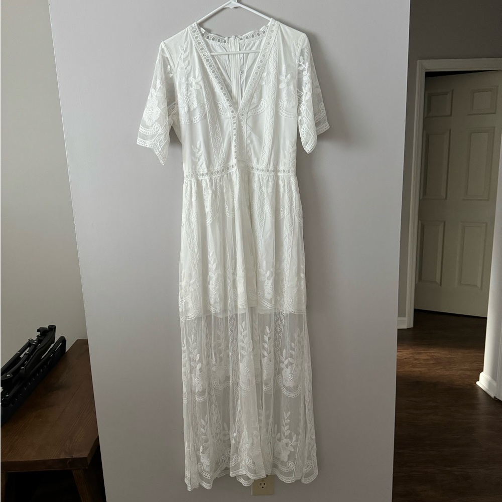 White Boho lace dress